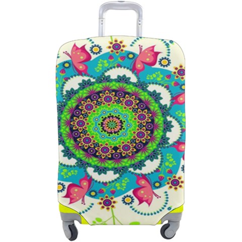 Mandala Flowers, Abstract, Butterflies, Floral, Pattern Luggage Cover (Large) from ArtsNow.com