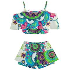 Kids  Off Shoulder Skirt Bikini 