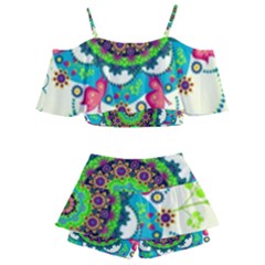 Kids  Off Shoulder Skirt Bikini 