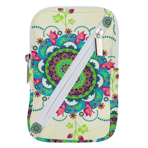 Mandala Flowers, Abstract, Butterflies, Floral, Pattern Belt Pouch Bag (Small) from ArtsNow.com