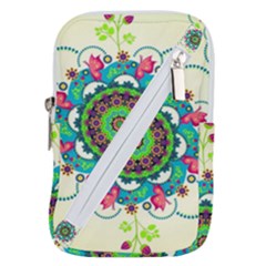 Mandala Flowers, Abstract, Butterflies, Floral, Pattern Belt Pouch Bag (Large) from ArtsNow.com