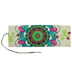 Mandala Flowers, Abstract, Butterflies, Floral, Pattern Roll Up Canvas Pencil Holder (M) from ArtsNow.com