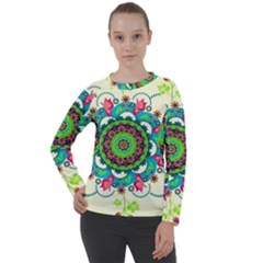 Mandala Flowers, Abstract, Butterflies, Floral, Pattern Women s Long Sleeve Raglan T