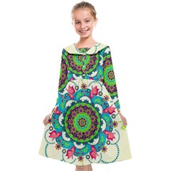 Mandala Flowers, Abstract, Butterflies, Floral, Pattern Kids  Midi Sailor Dress from ArtsNow.com