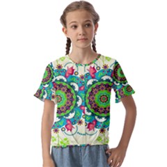 Kids  Cuff Sleeve Scrunch Bottom T-Shirt 