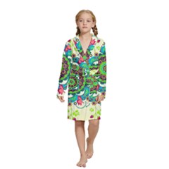 Mandala Flowers, Abstract, Butterflies, Floral, Pattern Kids  Long Sleeve Velvet Lounge Robe from ArtsNow.com