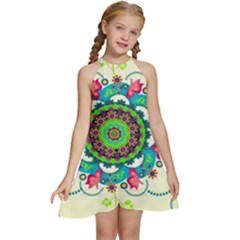 Kids  Halter Collar Waist Tie Chiffon Dress 