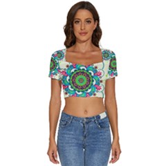 Short Sleeve Square Neckline Crop Top  