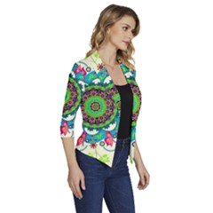 Women s Draped Front 3/4 Sleeve Shawl Collar Jacket 