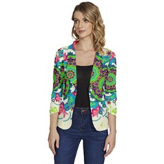 Women s One-Button 3/4 Sleeve Short Jacket 