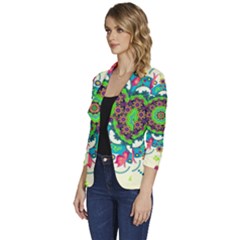 Women s One-Button 3/4 Sleeve Short Jacket 