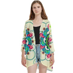 Open Front 3/4 Sleeve Batwing Chiffon Cardigan Kimono 