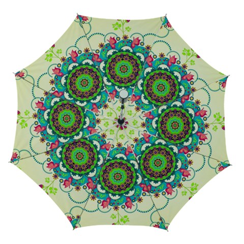 Mandala Flowers, Abstract, Butterflies, Floral, Pattern Automatic Folding Umbrella with Case (Medium) from ArtsNow.com