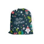 Merry Christmas, Happy New Year, Christmas Seamless Texture Drawstring Pouch (Large)