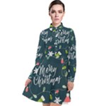 Merry Christmas, Happy New Year, Christmas Seamless Texture Long Sleeve Chiffon Shirt Dress