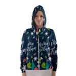 Merry Christmas, Happy New Year, Christmas Seamless Texture Women s Hooded Windbreaker