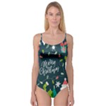 Merry Christmas, Happy New Year, Christmas Seamless Texture Camisole Leotard 