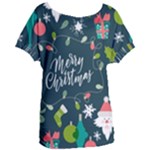 Merry Christmas, Happy New Year, Christmas Seamless Texture Women s Oversized T-Shirt