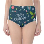 Merry Christmas, Happy New Year, Christmas Seamless Texture Classic High-Waist Bikini Bottoms