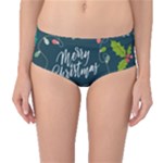 Merry Christmas, Happy New Year, Christmas Seamless Texture Mid-Waist Bikini Bottoms