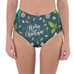 Merry Christmas, Happy New Year, Christmas Seamless Texture Reversible High-Waist Bikini Bottoms