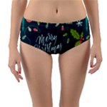 Merry Christmas, Happy New Year, Christmas Seamless Texture Reversible Mid-Waist Bikini Bottoms