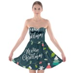 Merry Christmas, Happy New Year, Christmas Seamless Texture Strapless Bra Top Dress