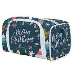 Merry Christmas, Happy New Year, Christmas Seamless Texture Toiletries Pouch from ArtsNow.com