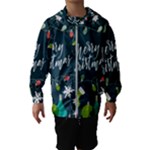 Merry Christmas, Happy New Year, Christmas Seamless Texture Kids  Hooded Windbreaker