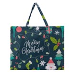 Merry Christmas, Happy New Year, Christmas Seamless Texture Zipper Large Tote Bag