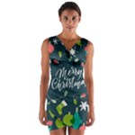 Merry Christmas, Happy New Year, Christmas Seamless Texture Wrap Front Bodycon Dress