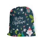 Merry Christmas, Happy New Year, Christmas Seamless Texture Drawstring Pouch (XL)