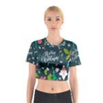 Merry Christmas, Happy New Year, Christmas Seamless Texture Cotton Crop Top