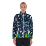 Merry Christmas, Happy New Year, Christmas Seamless Texture Women s Bomber Jacket