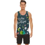 Merry Christmas, Happy New Year, Christmas Seamless Texture Men s Wide Collar Tank Top