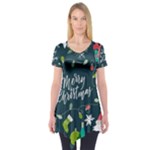 Merry Christmas, Happy New Year, Christmas Seamless Texture Short Sleeve Tunic 