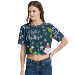 Women s Round Neck Short Sleeve Crop Top 