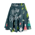 Merry Christmas, Happy New Year, Christmas Seamless Texture High Waist Skirt