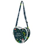 Merry Christmas, Happy New Year, Christmas Seamless Texture Heart Shoulder Bag