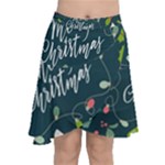 Merry Christmas, Happy New Year, Christmas Seamless Texture Chiffon Wrap Front Skirt