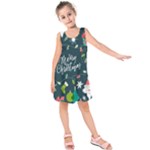 Merry Christmas, Happy New Year, Christmas Seamless Texture Kids  Sleeveless Dress