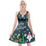 Merry Christmas, Happy New Year, Christmas Seamless Texture Reversible Velvet Sleeveless Dress