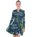 Merry Christmas, Happy New Year, Christmas Seamless Texture Long Sleeve Panel Dress