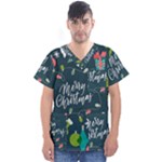 Merry Christmas, Happy New Year, Christmas Seamless Texture Men s V-Neck Scrub Top