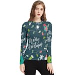 Merry Christmas, Happy New Year, Christmas Seamless Texture Women s Long Sleeve Rash Guard