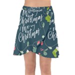 Merry Christmas, Happy New Year, Christmas Seamless Texture Wrap Front Skirt