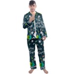 Merry Christmas, Happy New Year, Christmas Seamless Texture Men s Long Sleeve Satin Pajamas Set