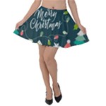 Merry Christmas, Happy New Year, Christmas Seamless Texture Velvet Skater Skirt