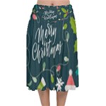 Merry Christmas, Happy New Year, Christmas Seamless Texture Velvet Flared Midi Skirt