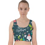 Merry Christmas, Happy New Year, Christmas Seamless Texture Velvet Racer Back Crop Top